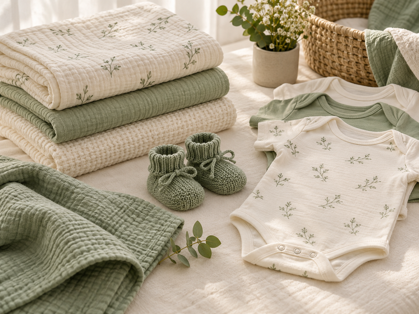 Cotton blankets and newborn essentials