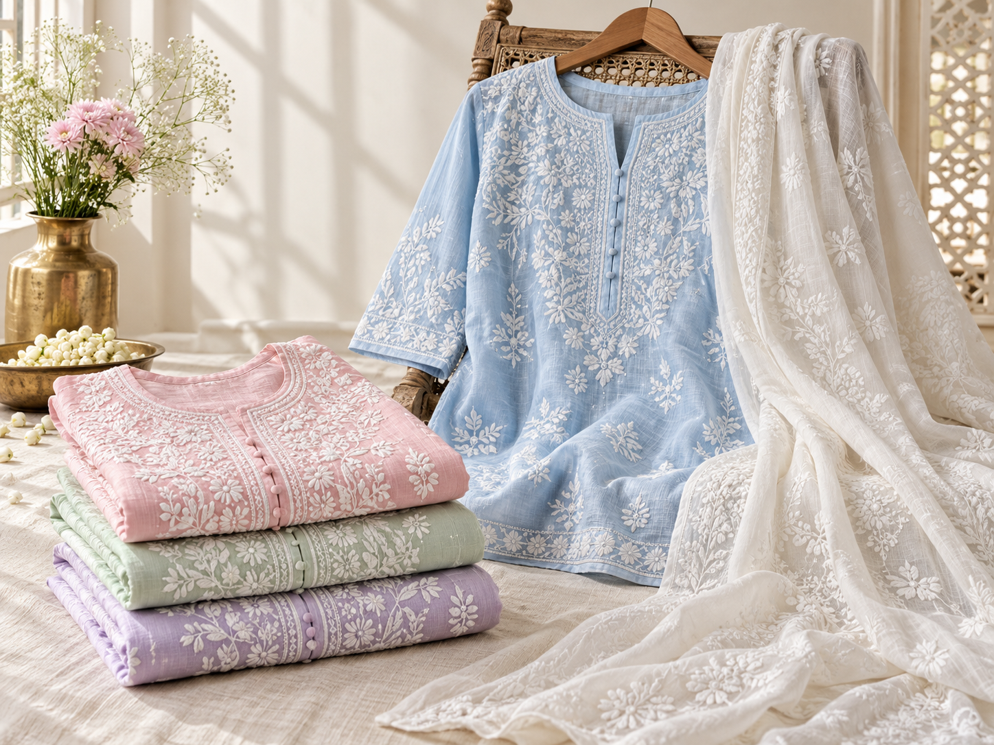 Pastel Chikankari apparel
