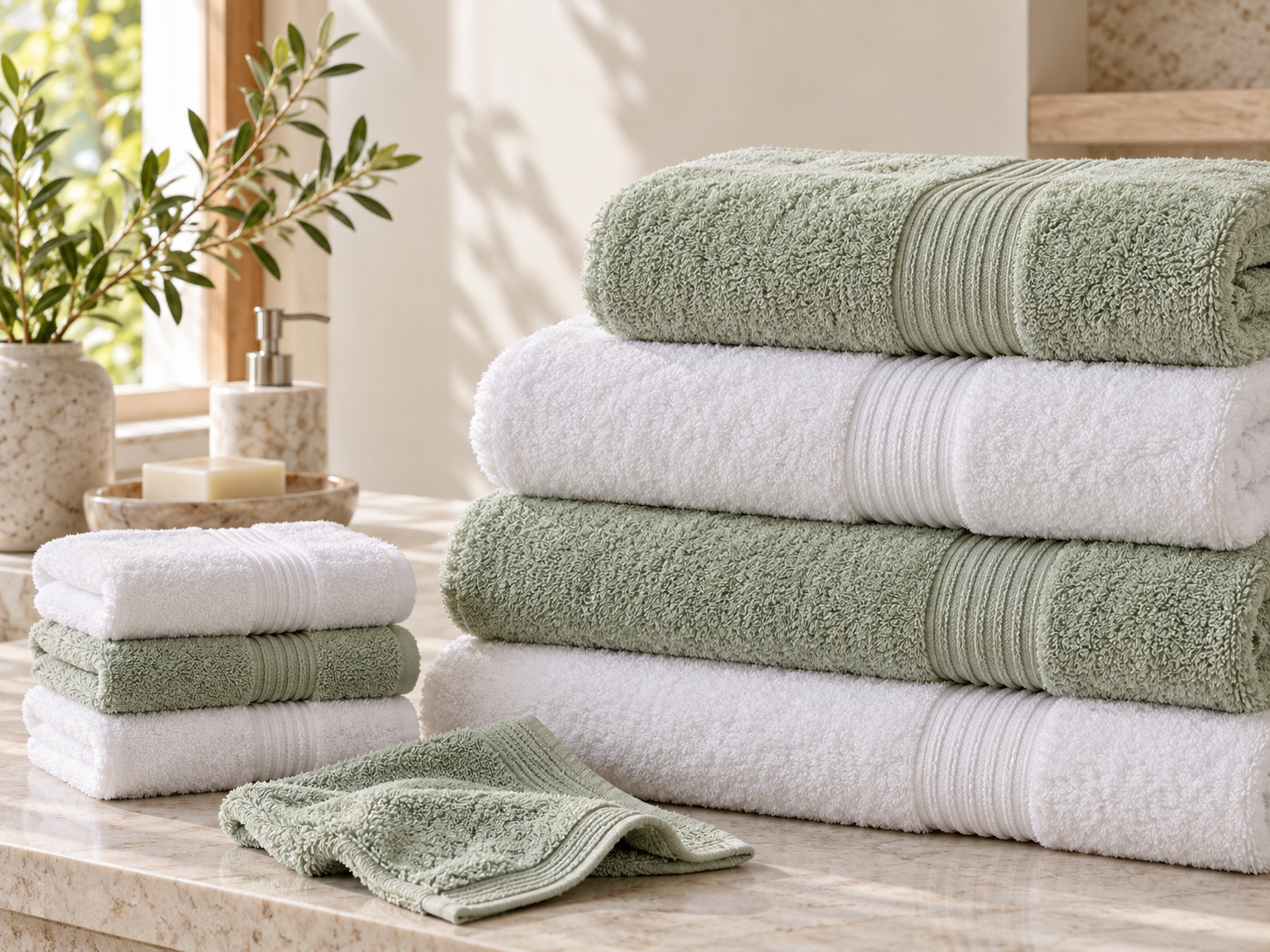 Bath sheets, hand towels and washcloths