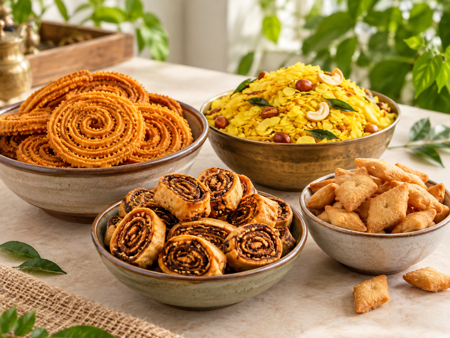 Chakali, bakarwadi, chiwada and shankarpali